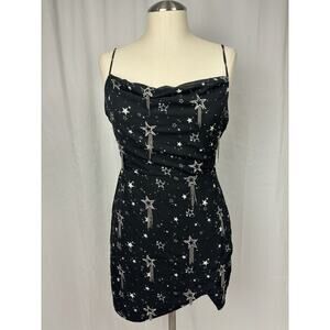NBD Mariana Slip Tunic Mini Dress Star Print Rhinestone Cocktail Party S